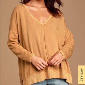 Lulus admire me mustard yellow v-neck pullover sweatshirt